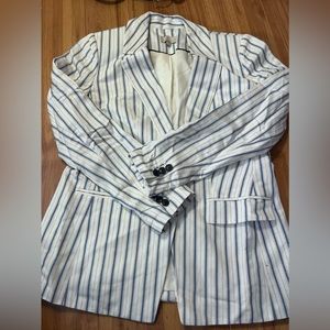 Loft loft, striped blazer, with button on the front and arms slit in the back